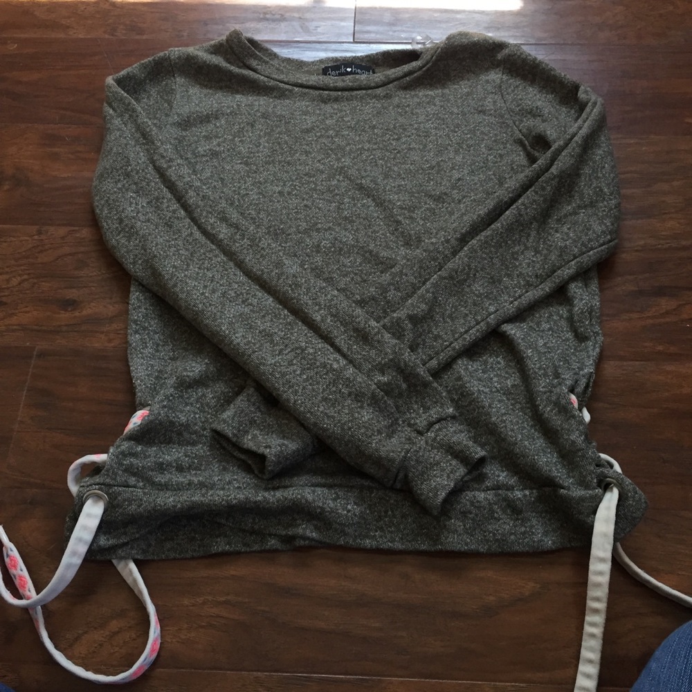 Green side tie sweater
